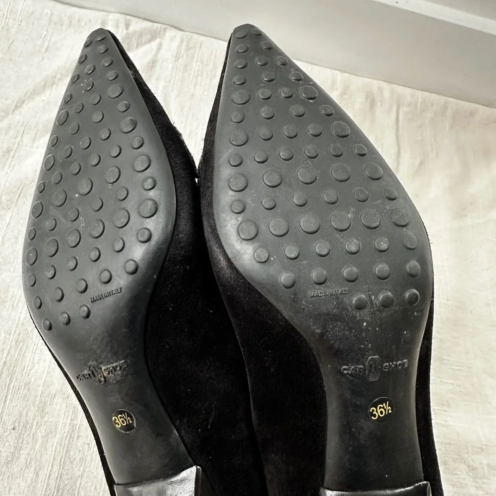 The Original Car Shoe Suede Kitten Heel‎ Pumps Pointed Toe  Black 36.5